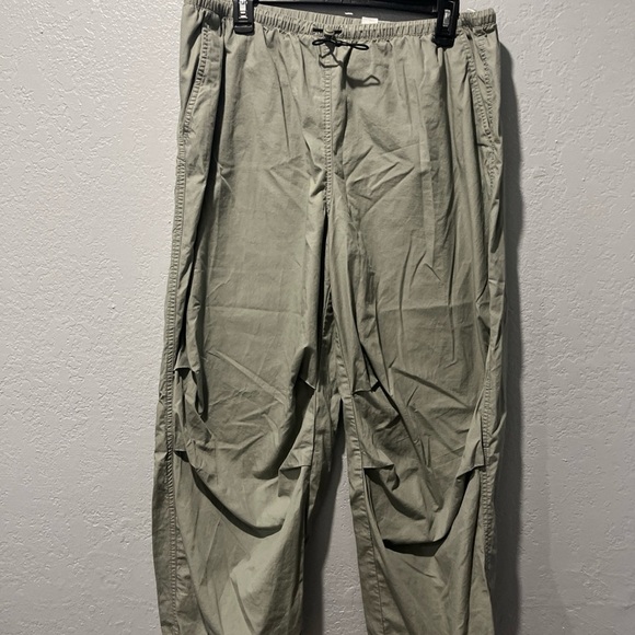 Divided Parachute Pants Womens Medium Gray Super Baggy Retro Banded Ankle - Picture 1 of 7